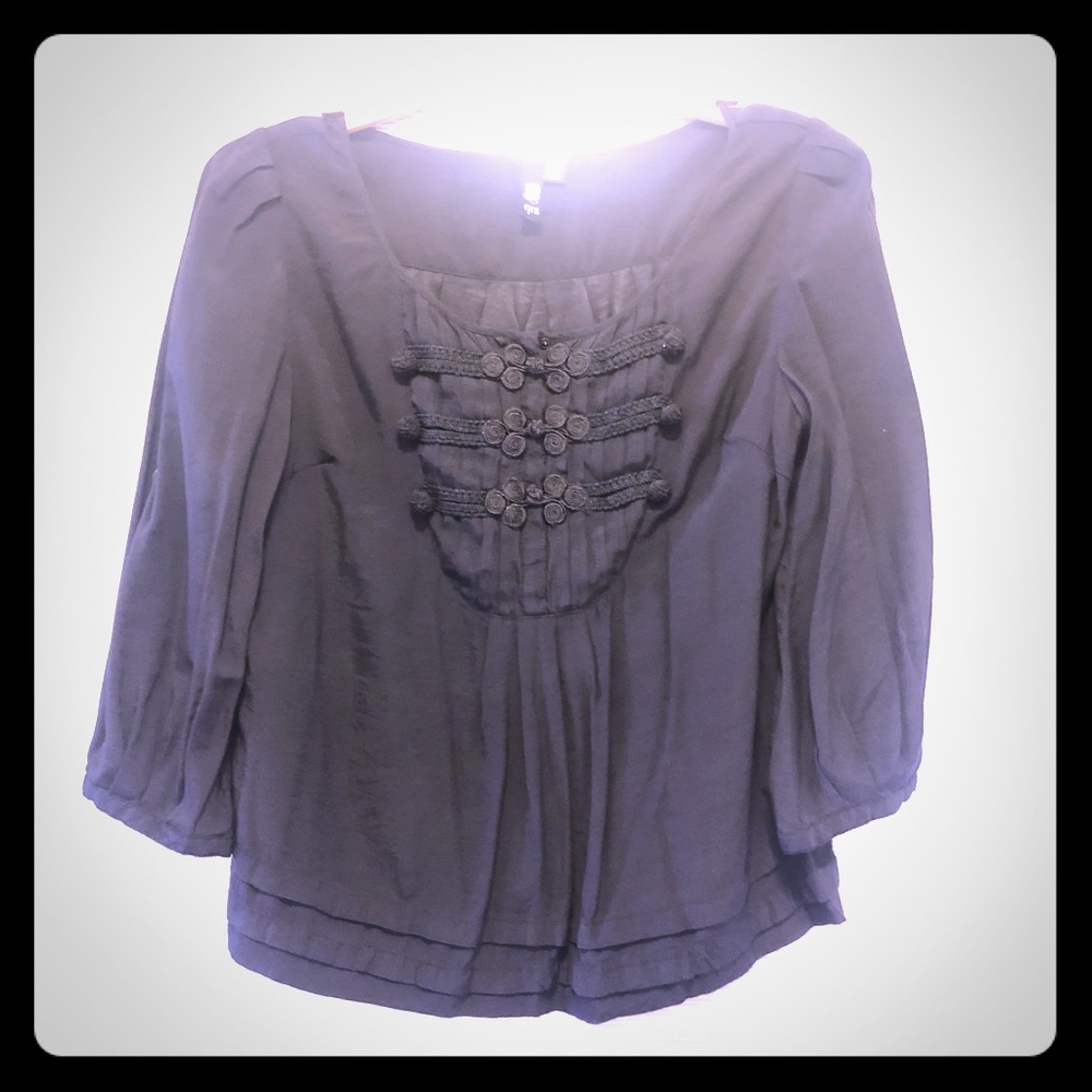 Nordstrom - Black Blouse with detailed neckline